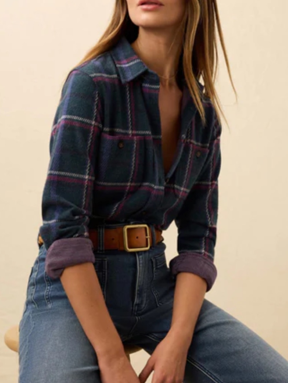 Faherty Legend Sweater Shirt- Northern Lights Plaid- XXL